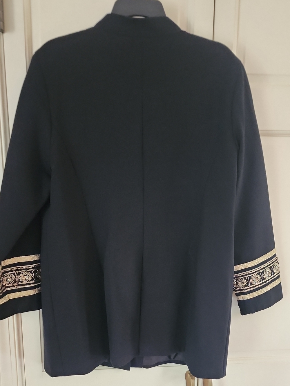 Chico's Black Long Blazer with Gold Embellished Cuffs - Picture 6 of 10